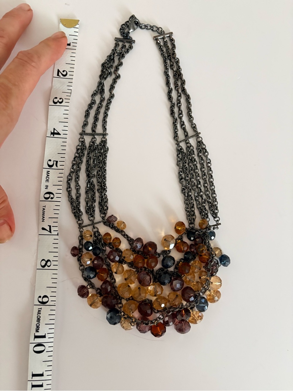 Multi-Strand Bead Statement Necklace in Amber and Brown